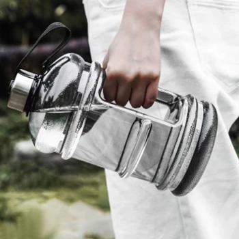 2000 мл Спортивная бутылка для воды большой емкости С ручкой Дорожный Чайник Летняя Чашка для фитнеса На открытом воздухе Тонная бочка Большой Живот