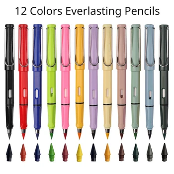 Вечный карандаш 12 цветов, неограниченное количество записей для детей, Бесконечная милая ручка, канцелярские принадлежности для рисования, кавайные карандаши, школьные принадлежности
