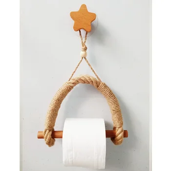 Тканый вручную держатель для рулонной бумаги, коробка для туалетных бумажных полотенец, держатель для туалетных бумажных полотенец, пеньковая веревка для туалетной бумаги в стиле звезды