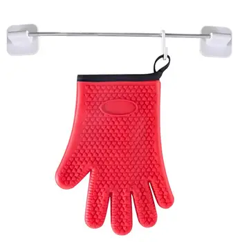 Термостойкие перчатки для приготовления пищи Цельнолитые Силиконовые прихватки для духовки Термостойкая кухонная перчатка для барбекю С внутренним хлопковым слоем для обработки