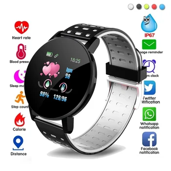 119 Plus Fit Pro Смарт-браслет Круглый Для женщин Мужские Наручные часы Будильник Фитнес-трекер Часы Fit Smartwatch Для детей Android IOS