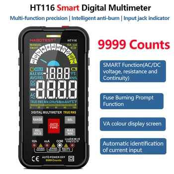 9999 Отсчетов HT116 Smart Digital Multimeter Автоматический Диапазон True RMS 1000V 10A AC DC Тестер Напряжения/Текущей Емкости Температуры