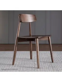 Обеденный стул из цельного дерева, простой современный деревянный стул Nordic ins home restaurant, стул со спинкой, минималистичный стул из орехового дерева
