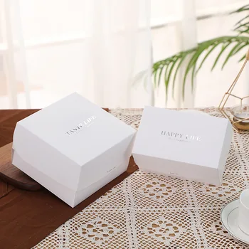 Подарочная коробка из белой Крафт-бумаги для украшения свадьбы, Дня рождения, торта, упаковочной коробки, подарка для вечеринки