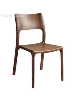 Обеденный стул из массива североамериканского черного ореха из массива дерева, легкий, роскошный, с врезной и шипастой структурой спинкой, стул для домашнего ресторана