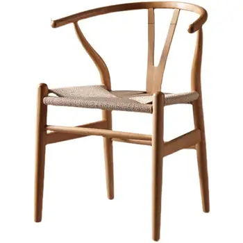 Y Стул из массива дерева Скандинавский Простой Обеденный стул на открытом воздухе с подлокотником для отдыха Современный Деревянный стул Китайская Мебель для дома из ротанга
