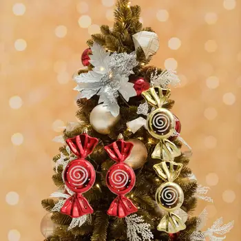 Подвесная подвеска с гальваническим покрытием, многоразовые украшения из гальванических конфет для праздничного декора Рождественской елки, набор из 2 цветных рисунков