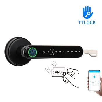 Bluetooth Биометрическая карта отпечатков пальцев Кодовый замок с ключами Приложение TTlock Цифровой умный дверной замок Электронный замок ручки
