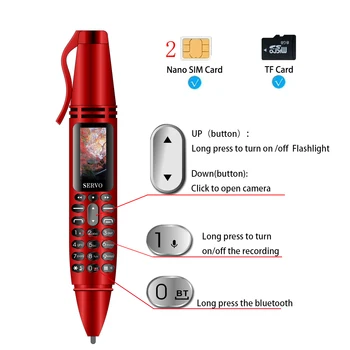Ручка-диктофон K07 Мобильный телефон с двумя SIM-картами, мини-запись телефонных звонков, быстрый набор по Bluetooth, волшебный голос, маленький мобильный телефон