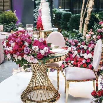 Круглый стол для золотой свадьбы, уличный стол, стол с тортом из нержавеющей стали, свадебный