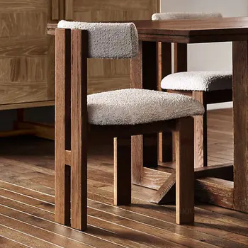 Обеденные стулья из массива дерева в скандинавском ретро стиле, Простая Бытовая Кухонная мебель, Дизайнерский обеденный стул со спинкой в современном ресторане отеля