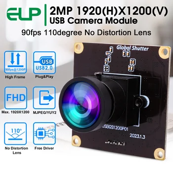 ELP High Speed 90fps 1200P Global Shutter USB Модуль Камеры с Глобальным Затвором Широкоугольный Объектив Без Искажений AR0234 Плата Камеры веб-ПК для Ноутбука