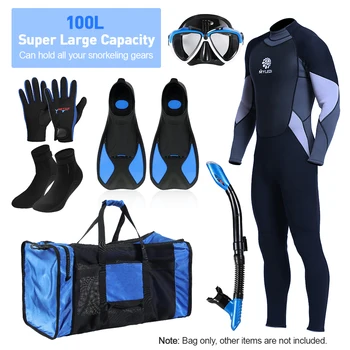 100-литровая сетчатая спортивная сумка для подводного плавания с маской и трубкой, пляжная спортивная сумка для снаряжения для подводного плавания 29,5 