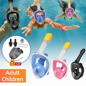 Набор детских масок для плавания с маской для подводного плавания с полным лицом, Респиратор для подводного плавания, маски против запотевания, безопасное дыхание для детей и взрослых