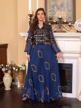 Роскошный Кафтан С Вышивкой В Рамадан, Подпоясанный Блестками, Для Свадебных Вечеринок, Длинные Платья Djellaba Femme Dubai, Скромное Платье Для Женщин