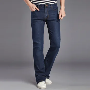 Новые весенние винтажные расклешенные джинсы, облегающие эластичные повседневные брюки, мужские модные уличные широкие брюки-стрейч Темно-синего цвета