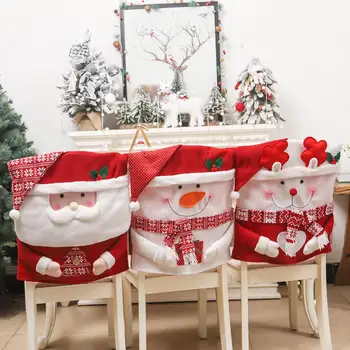 Чехол для стула для праздничных мероприятий, праздничный чехол для стула с мультяшным Санта-Клаусом, пылезащитный аксессуар для дома на Рождество для стола