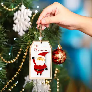 Рождественские праздничные украшения, Праздничный подарок, Очаровательные Деревянные рождественские украшения, 3 праздничных подвески с Санта-Клаусом, снеговиком и оленем.