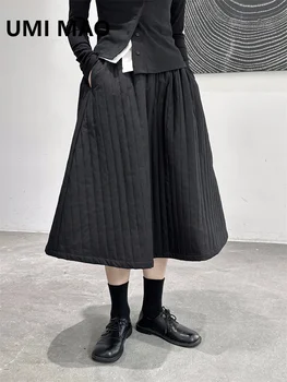 УМИ МАО Ямамото Темный Дизайн Черная Юбка 2023 Осень Зима Повседневные Теплые Юбки Готическая Одежда Femme Gothic Clothing Y2K