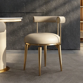 Современное Роскошное Кожаное кресло С Золотым дизайном, Металлические Обеденные Стулья для макияжа Nordic Mobile, Столовая Мебель Sedie Pranzo Moderne