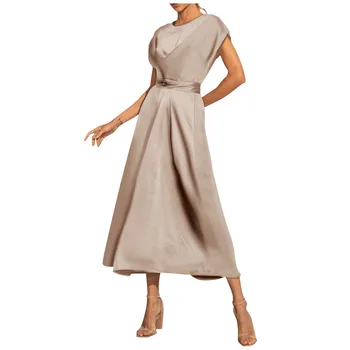 Женское платье 2023, атласная шапочка с запахом, элегантное струящееся свадебное вечернее платье Макси для гостей, высококачественные Роскошные длинные платья