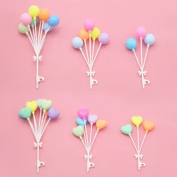 Красочные воздушные шары в виде сердечек, украшения для торта, украшения для мальчиков и девочек, для маленьких детей, для вечеринки по случаю дня рождения, десерт, верхняя вставка для кексов
