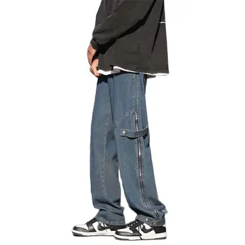 Джинсы Мужские брюки с несколькими карманами на молнии High Street Beggar Pants