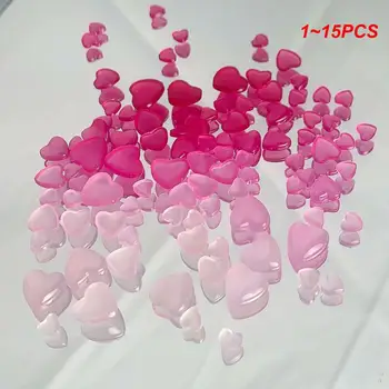 1 ~ 15ШТ Меняющий Цвет 3D Арт Декор Милое Сердечко из прозрачной смолы для ногтей Rhinstone Для УФ-ногтей Аксессуары Для ногтей