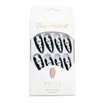 Хэллоуин, черно-белые накладные ногти, маникюр в готическом стиле, искусственные ногти для женщин и девочек, маникюрный салон