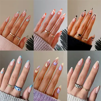 24шт Накладных ногтей разных стилей Y2k Nails Art Накладные ногти с миндалевидной головкой Клейкие ногти С полным покрытием Принадлежности для ногтей Искусство
Накладные Ногти 