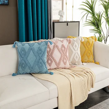 Чехол для подушки в стиле Бохо 30X50 /45x45 см, бежевый, с кисточками, чехол для подушки ручной работы для домашнего декора, Диван-кровать MT34