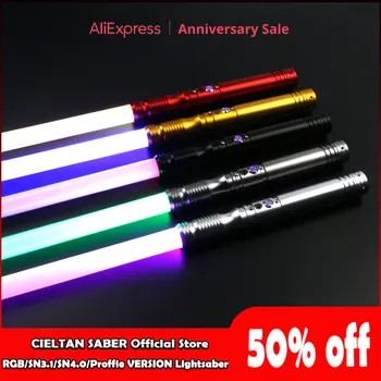 Световой меч Ecopixel RGB Heavy Dueling FOC Force FX Blaster Запирающаяся Металлическая Ручка 12 Цветов Изменение 10 Звуковых Шрифтов Световой Меч Игрушки