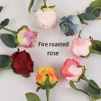 Обжаренная на огне роза с одним фокусным краем, искусственный цветок, реквизит для домашней свадебной фотосъемки, имитация цветка