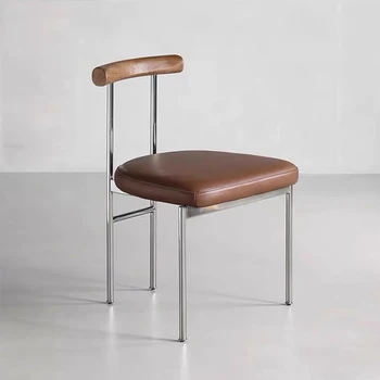 Современный минималистичный легкий роскошный обеденный стул из высококачественной кожи, высококачественный стул для домашнего рабочего стола из ясеня со спинкой