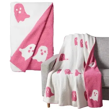 Розовое одеяло-призрак на Хэллоуин, двухсторонние одеяла Virals Ghost All Seasons, Мягкое милое покрывало для спальни, дивана в гостиной