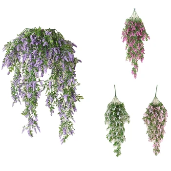 Красивые Модные искусственные цветы растений, настенные искусственные подвесные цветы Лаванды, Цветок виноградной лозы, украшение для дома и сада из ротанга
