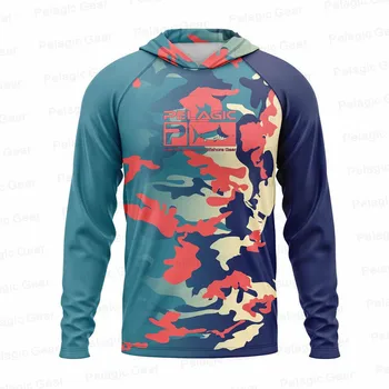 пелагическая Мужская Рыболовная рубашка с капюшоном, Рыболовная одежда с длинным рукавом, рыболовная футболка с защитой от ультрафиолета, рыболовная рубашка, Рыболовная одежда