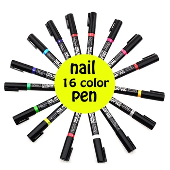 16 цветов Ручка для рисования ногтей для 3D-дизайна ногтей, ручка для лака для украшения своими руками, УФ-гель для дизайна ногтей, инструмент для рисования