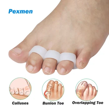 Pexmen, 2 шт. /пакет, гелевые разделители для пальцев ног, распорки для пальцев ног, выпрямитель для большого пальца стопы, перекрывающий пальцы стопы и коготь, уменьшающий боль в ногах