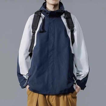 Куртка мужская контрастного цвета с высоким воротником Модная Корейская версия, свободная уличная красивая толстовка