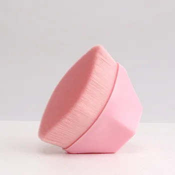 Оригинальная шестигранная кисть для макияжа розового цвета Кабуки с плоским верхом, жидкая кисть для нанесения тонального крема