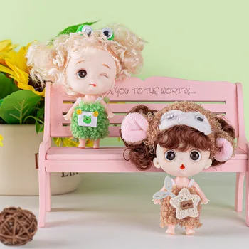 Мини-кукла 10 см Cute Face Girl OB11 Коричневая, с большими глазными яблоками 12 мм, с одеждой, игрушки, подарок для девочек
