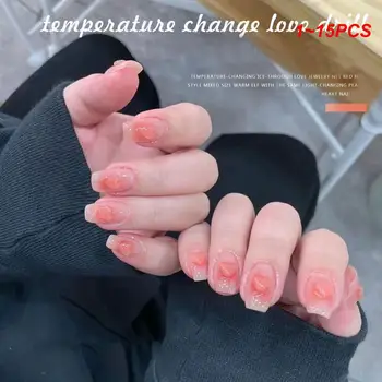 1 ~ 15ШТ Меняющий цвет 3D арт-декор Милое Сердечко для ногтей из прозрачной смолы Rhinstone для УФ-ногтей Аксессуары для ногтей