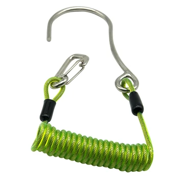 Крюк для рафтинга с одной головкой, рифовый крюк из нержавеющей стали, спиральный пружинный шнур, аксессуар для безопасности при погружении.
