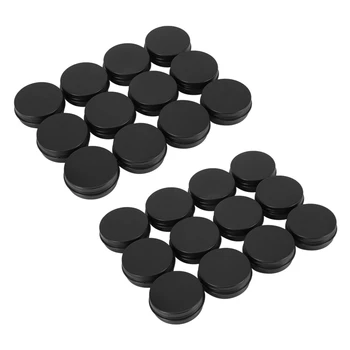 24шт 1 унция Черных алюминиевых жестяных банок С круглыми завинчивающимися крышками Пустых металлических банок для хранения