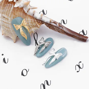 10 ШТ Аксессуары-подвески для ногтей в виде бабочки из сплава, Инкрустированные бриллиантами Ювелирные изделия, Металлические Трехмерные украшения для ногтей 