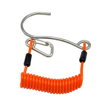 Крюк для рафтинга с одной головой, Рифовый крюк из нержавеющей стали, Спиральный Пружинный шнур, Аксессуар для безопасности при погружении - Оранжевый