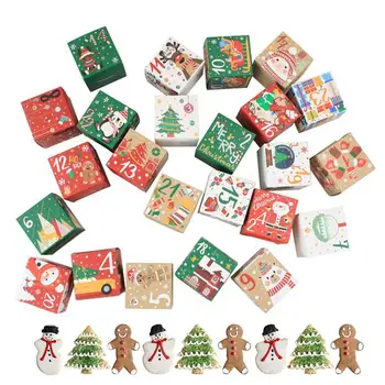 Рождественские картонные коробки с номерами, 24ШТ, Заполняемый Адвент-календарь на 24 дня, Подарочные коробки для конфет 